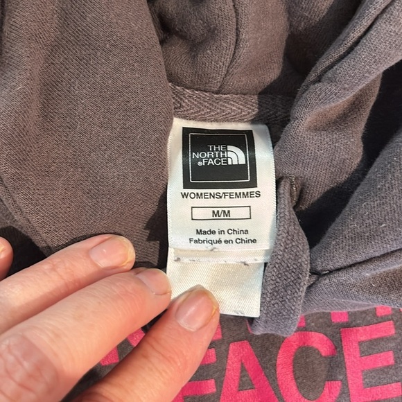 The North Face Hoodie, Gray with Pink Logo, Size Medium - Picture 2 of 3